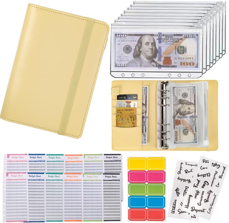 NICOOTHBudget Binder Cash Envelopes A6 Money Saving Binder with Zipper envelopes (A6Yellow) - Image 1